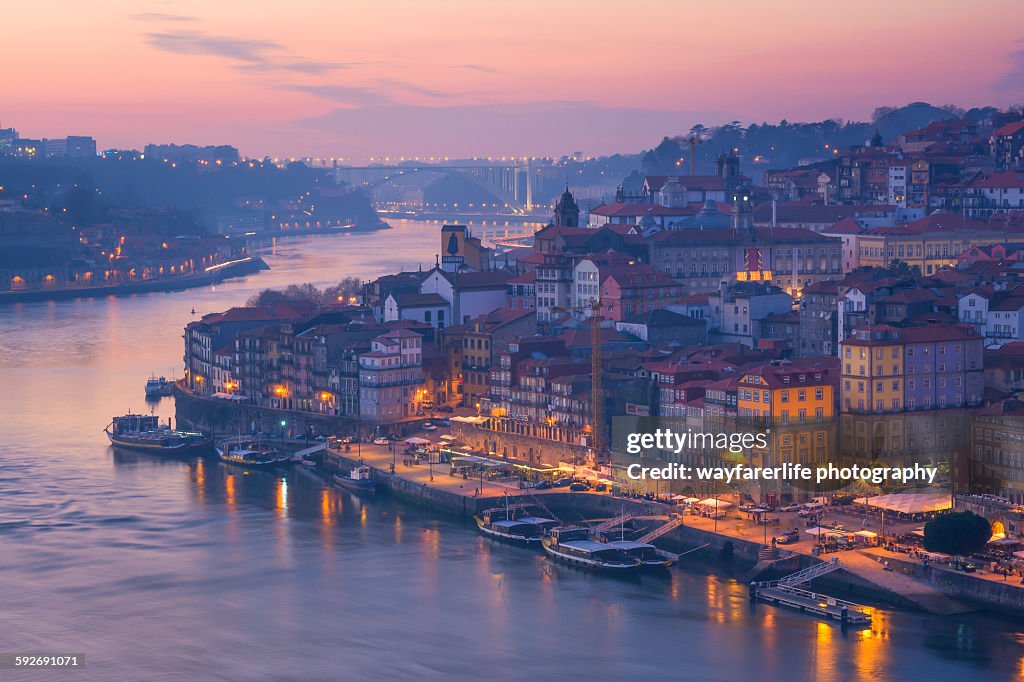 Panoramic view of River Douro at sunset