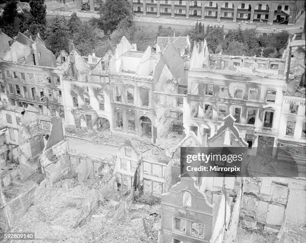 The Belgian town of Termonde after being recaptured is now only a heap of ruins, and the picture shows the devastation caused by the Germans during...