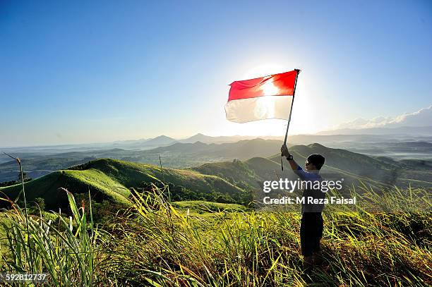 indonesia flag - indonesia flag stock pictures, royalty-free photos & images