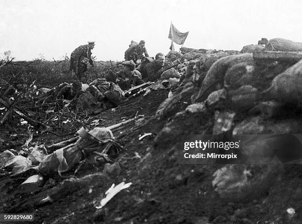 6am 16 June 1915 photograph taken by Private Frederick Fyfe Z Company 1/10th King's Regiment who was brought down wounded a few yards in front of a...