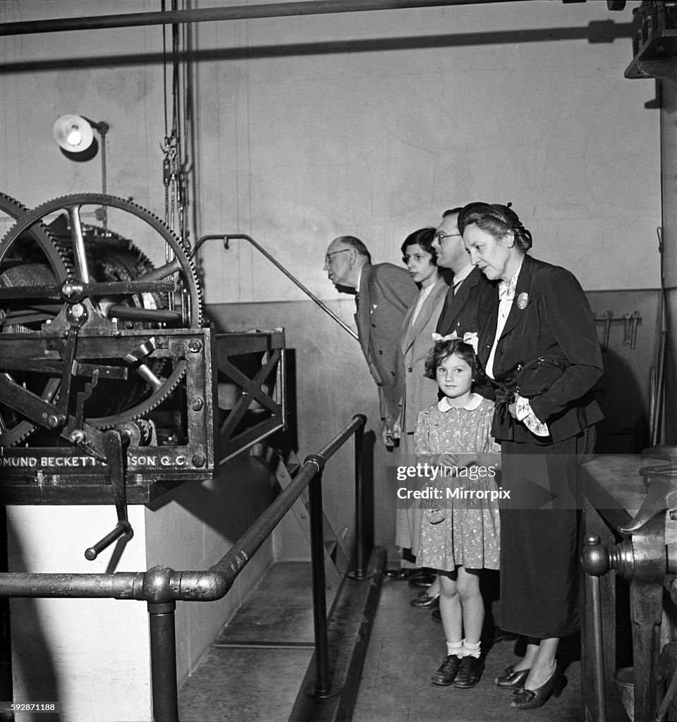 Inside Big Ben clock in London 1949. O19836