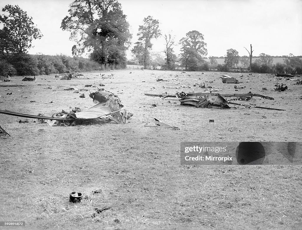 The wreckage of a Junkers Ju88 B3+HH works number 7087 of the I/KG 54 after it hit a barrage balloon cable over Coventry