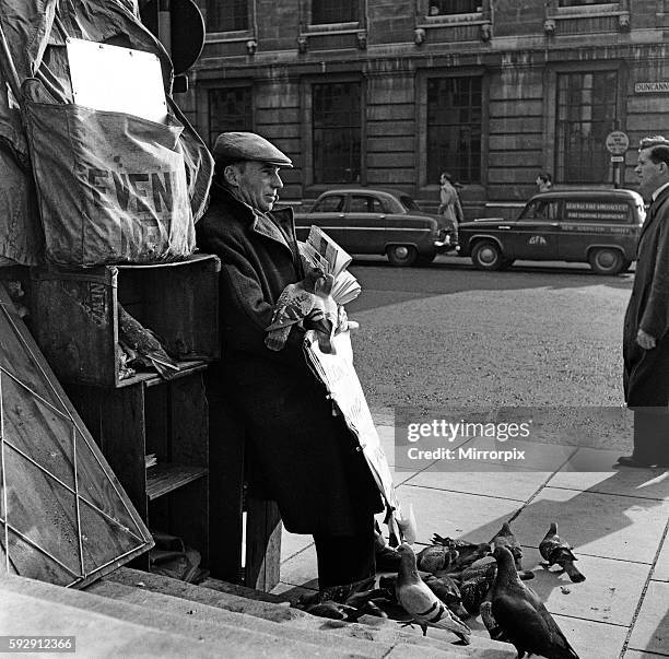 Paper seller John Townsend has been selling papers outside St Martin-in-the-Fields for a long time. Perhaps that's why the pigeons - so used to...