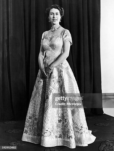 Queen Elizabeth official portrait for the Coronation 1953.