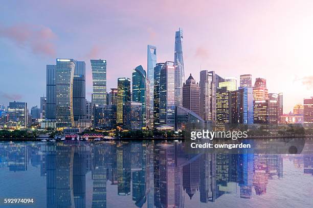 shanghai skyline - china stock pictures, royalty-free photos & images