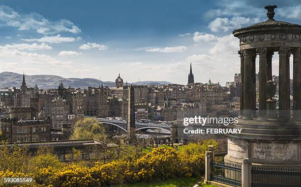 dugald stewart monument, edinburgh, scotland - calton hill stock pictures, royalty-free photos & images