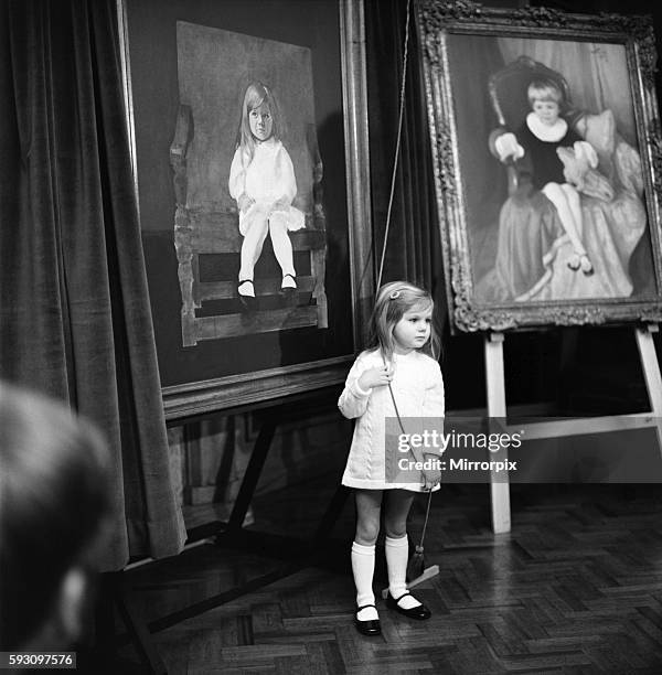 Yrs old Justine Hornby unveils her portrait at the Painters Hall, City of London today . December 1969 Z11504-003