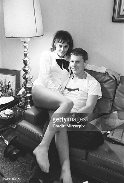 Ann Sidney and James Fox relaxing during a break in shooting the film Performance. The film is the story of a criminal, played by James Fox, a member...