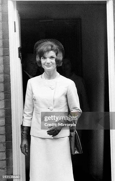 Second day of the visit of American President John F Kennedy and his wife Jackie to London, England. Jacqueline Kennedy leaving the London home of...