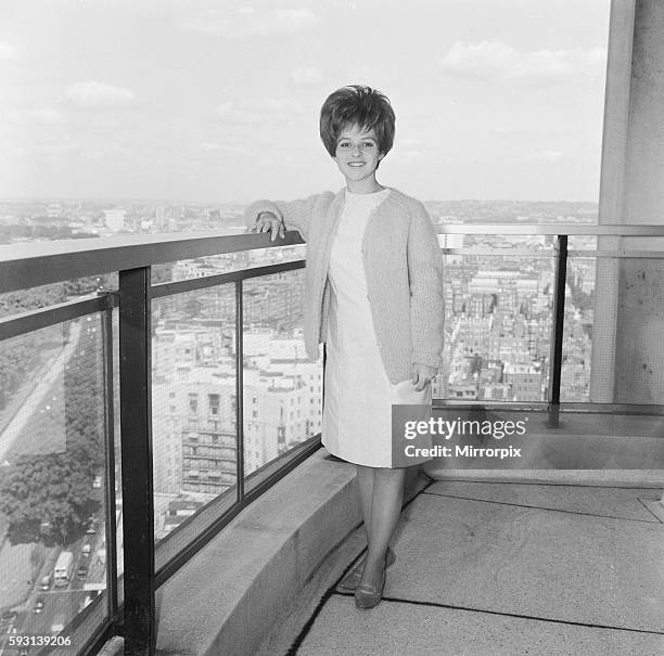 American pop singer Brenda Lee on the balcony outside her room at the Hilton Hotel in London. 20th August 1964.