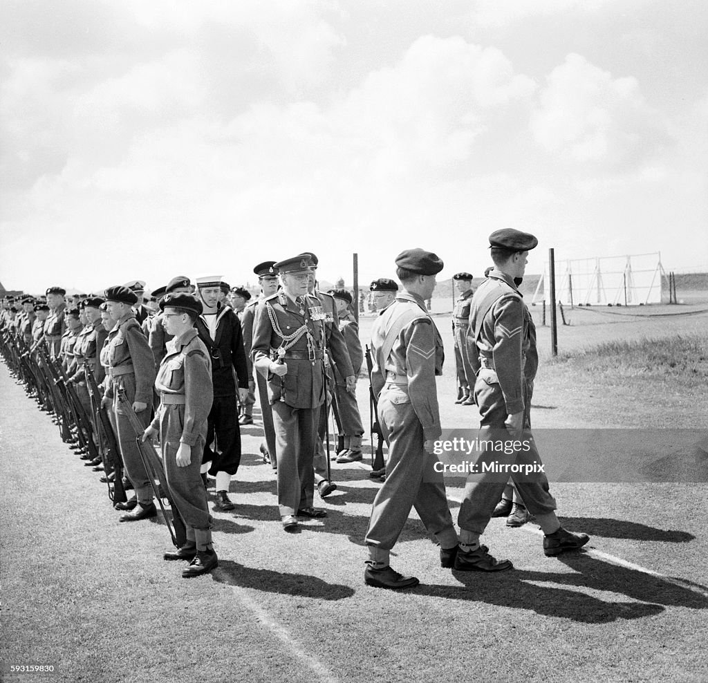 Rossall School combined cadet force centenary Parade. Inspection taken by Field Marshal Sir Claude Auchinleck. The Field