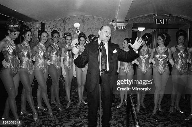 Another feature to come back are the glamourous Tiller Girls who will reform specially for the show. Picture shows Lew Grade making the announcement...