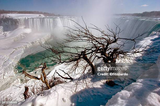 niagara falls in winter - horseshoe falls stock pictures, royalty-free photos & images