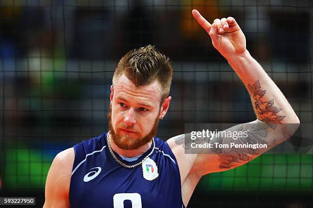 Ivan Zaytsev of Italy reacts during the Men's Bronze Medal Match between United States and Russia on Day 16 of the Rio 2016 Olympic Games at...