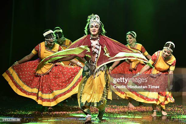 Artists perform a dance drama depicting God Krishna Janam, Radha-Krishna Milan, Maan Lila, Raas Lila, Kansa Badh, Sudama Charitra at Shriram...