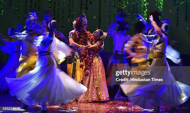 Artists perform a dance drama depicting God Krishna Janam, Radha-Krishna Milan, Maan Lila, Raas Lila, Kansa Badh, Sudama Charitra at Shriram...