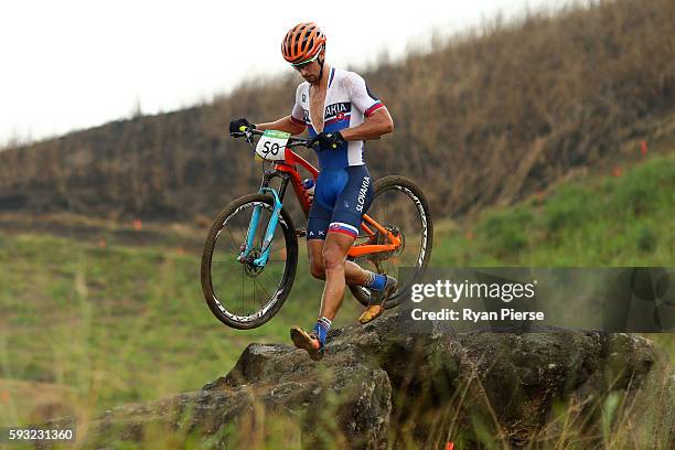 Peter Sagan of Slovakia competes during the Men's Cross-Country on Day 16 of the Rio 2016 Olympic Games at Mountain Bike Centre on August 21, 2016 in...