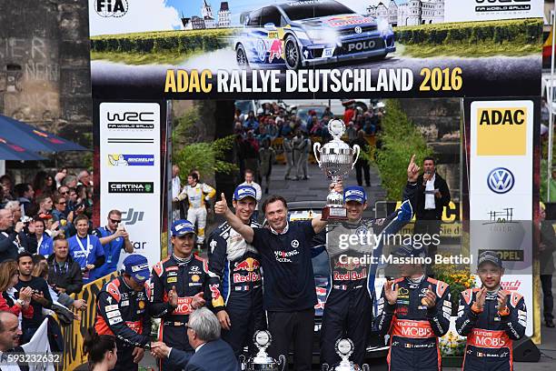 Last event for Mr Jost Capito, Volkswagen Motorsport Director, here is in the podium cerimonial during Day Three of the WRC Germany on August 21,...