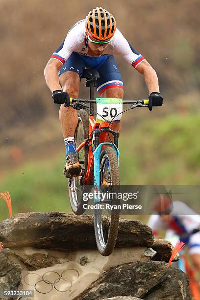 Peter Sagan of Slovakia rides during the Men's Cross-Country on Day 16 of the Rio 2016 Olympic Games at Mountain Bike Centre on August 21, 2016 in...