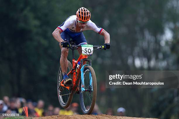 Peter Sagan of Slovakia rides during the Men's Cross-Country on Day 16 of the Rio 2016 Olympic Games at Mountain Bike Centre on August 21, 2016 in...