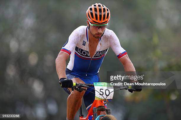 Peter Sagan of Slovakia rides during the Men's Cross-Country on Day 16 of the Rio 2016 Olympic Games at Mountain Bike Centre on August 21, 2016 in...
