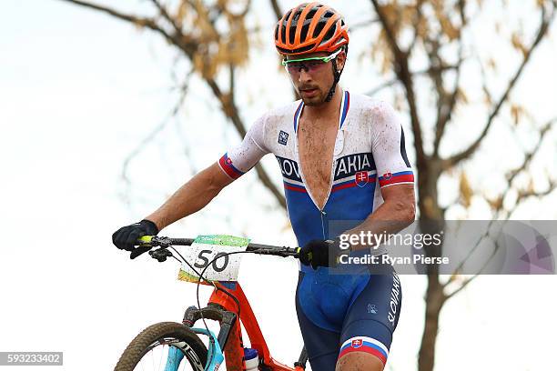 Peter Sagan of Slovakia rides during the Men's Cross-Country on Day 16 of the Rio 2016 Olympic Games at Mountain Bike Centre on August 21, 2016 in...