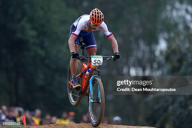 Peter Sagan of Slovakia rides during the Men's Cross-Country on Day 16 of the Rio 2016 Olympic Games at Mountain Bike Centre on August 21, 2016 in...