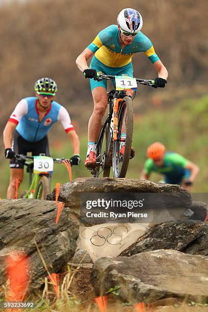 Daniel McConnell of Australia rides during the Men's Cross-Country on Day 16 of the Rio 2016 Olympic Games at Mountain Bike Centre on August 21, 2016...