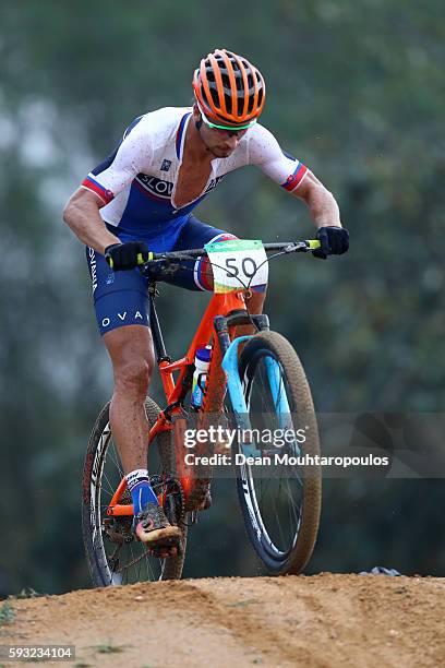 Peter Sagan of Slovakia rides during the Men's Cross-Country on Day 16 of the Rio 2016 Olympic Games at Mountain Bike Centre on August 21, 2016 in...