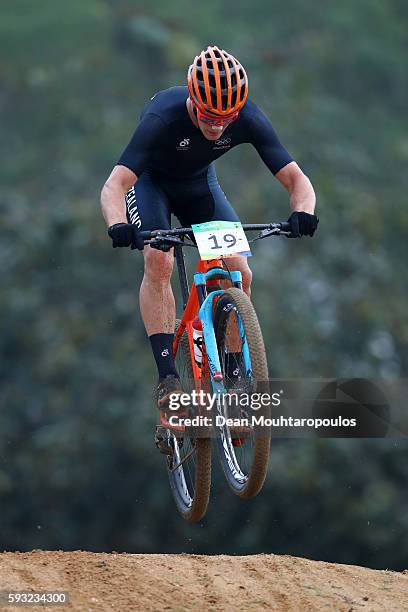 Samuel Gaze of New Zealand rides during the Men's Cross-Country on Day 16 of the Rio 2016 Olympic Games at Mountain Bike Centre on August 21, 2016 in...