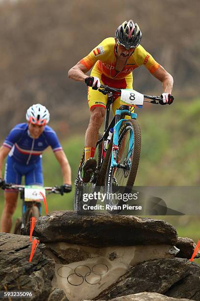 Carlos Coloma Nicolas of Spain rides during the Men's Cross-Country on Day 16 of the Rio 2016 Olympic Games at Mountain Bike Centre on August 21,...