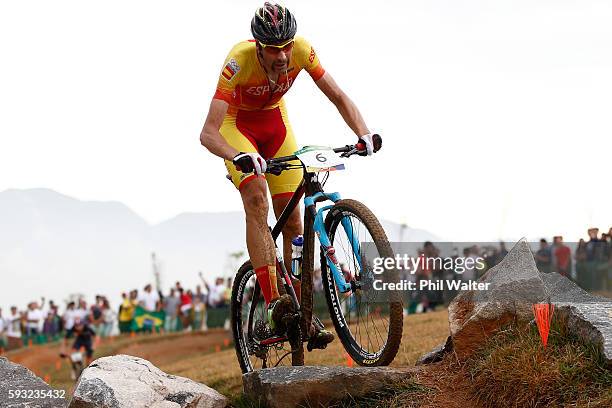 David Valero Serrano of Spain rides during the Men's Cross-Country on Day 16 of the Rio 2016 Olympic Games at Mountain Bike Centre on August 21, 2016...