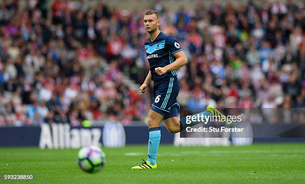 Middlesbrough player Ben Gibson in action during the Premier League match between Sunderland and Middlesbrough at Stadium of Light on August 21, 2016...