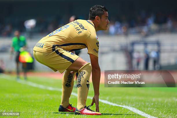 Pablo Barrera of Pumas celebrates after scoring the third goal of his team during the 6th round match between Pumas UNAM and Monterrey as part of the...