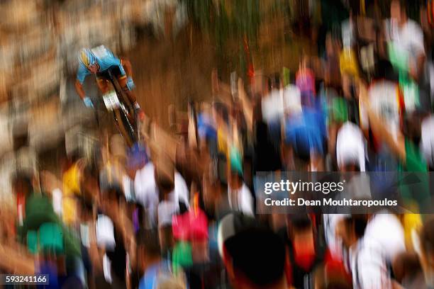 Ruben Scheire of Belgium rides during the Men's Cross-Country on Day 16 of the Rio 2016 Olympic Games at Mountain Bike Centre on August 21, 2016 in...