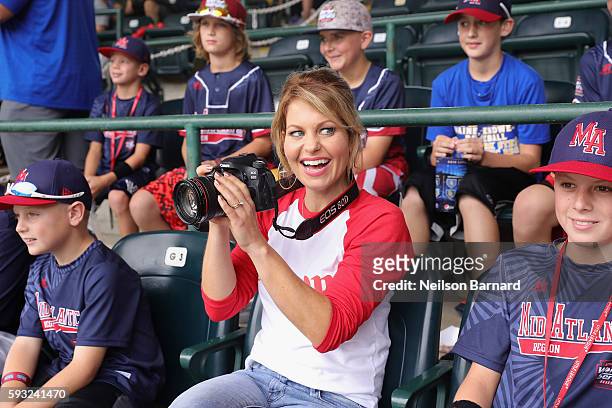 Actress Candace Cameron Bure tests the Canon EOS 80D at the Little League World Series on August 21, 2016 in South Williamsport, Pennsylvania.