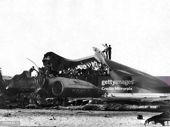 The tailplane of a BOAC VC 10 is all that is left of Flight 775 Bahrain to London which was hijacked by Palestinian mili The tailplane of a BOAC VC 10 is all that is left of Flight 775 Bahrain to London which was hijacked by Palestinian mili