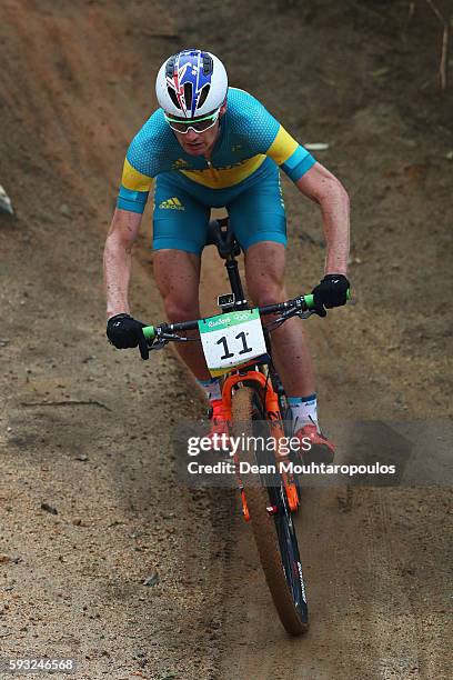 Daniel McConnell of Australia rides during the Men's Cross-Country on Day 16 of the Rio 2016 Olympic Games at Mountain Bike Centre on August 21, 2016...