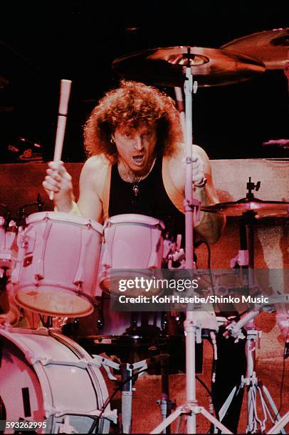 Aerosmith Joey Kramer live at Nippon Budokan, Tokyo, September 17, 1990.