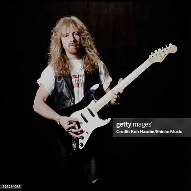 Brad Whitford Aerosmith in photo session at a hotel, Tokyo, September 19, 1990.