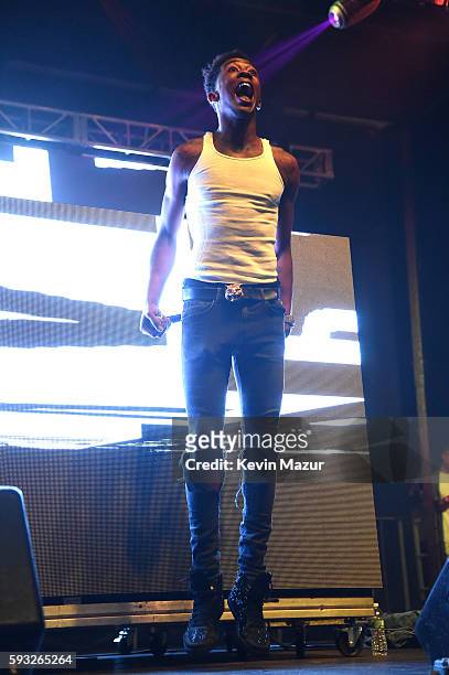 Recording artists Desiigner performs onstage during the 2016 Billboard Hot 100 Festival - Day 2 at Nikon at Jones Beach Theater on August 21, 2016 in...