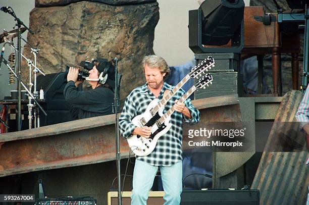 The Eagles performing live at the McAlpine Stadium in Huddersfield. 10th July 1996.
