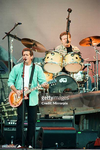 Glenn Frey of The Eagles performing live at the McAlpine Stadium in Huddersfield. 10th July 1996.