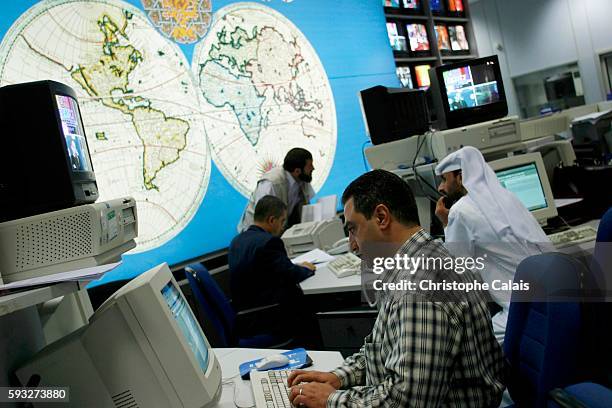 The Al Jazeera satellite channel newsroom.