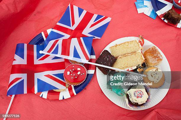 Some of the many cakes made by residents of Ruan Minor left behind at the end of a local celebration and street party held for the queen's diamond...