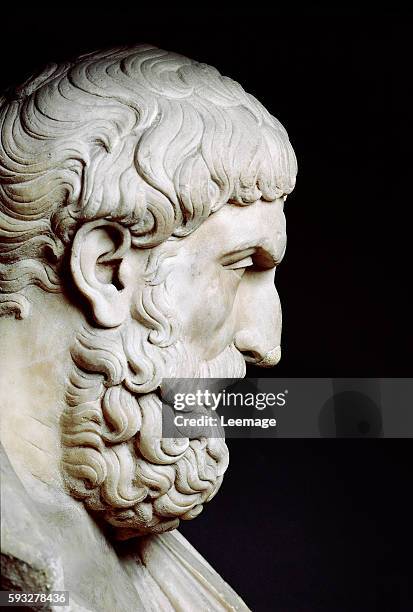 Bust of Epicurus , profile - Marble sculpture - Rome, Musei Capitolini