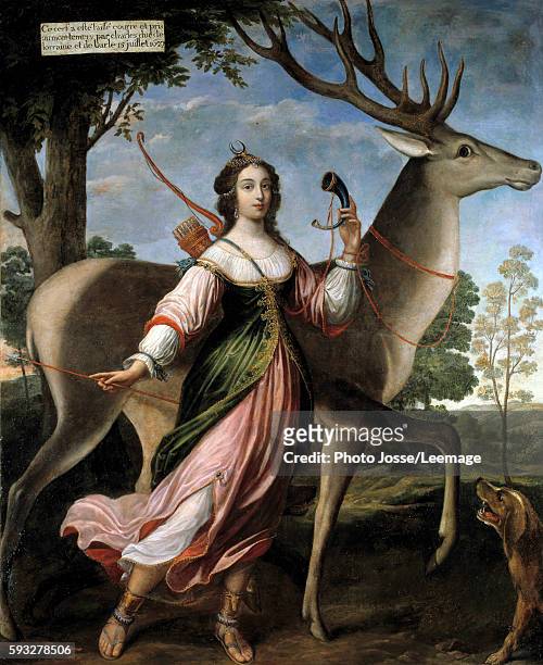 Portrait of Marie de Rohan-Montbazon, Duchess of Luynes and then of Chevreuse The young woman is represented as Diana the Huntress with a deer....