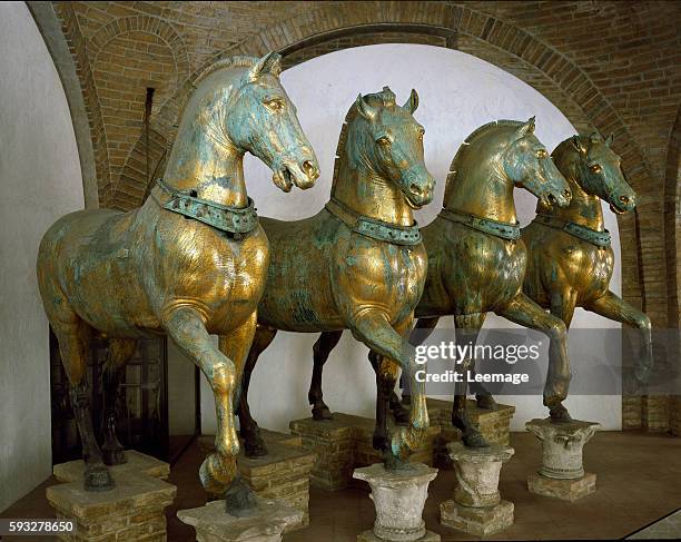 The Four Horses of San Marco, removed from the exterior in 1979, Hellenistic, 4th-3rd century BCE Museo Marciano, Basilica di San Marco Venise