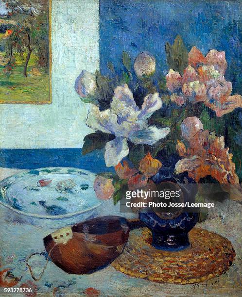 Still life with a mandolin. Painting by Paul Gauguin , 1885. 0,61 x 0,51 m. Orsay Museum, Paris