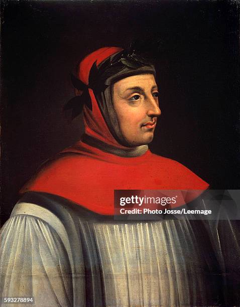 Portrait of the poet Francesco Petrarca called Petrarch . Painting of the French School of the 17th century. 0,73 x 0,57 m. Versailles, chateaux de...